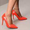 Comércio Exterior Saltos Altos Coloridos Transfronteiriços 2025 Novos Sapatos Femininos Primavera e Outono Cor Sólida Bico Fino Boca Rasa Tamanho Grande Sapatos Femininos Atacado