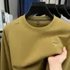 Sudadera con cuello redondo para hombre, algodón de alta calidad, nueva moda casual de otoño, camiseta base holgada de manga larga