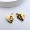 Colgante de Corazón Multicolor con Baño de Oro que Conserva el Color Estilo Minimalista Materiales para Pendientes, Collares, Pulseras DIY