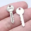 11X27mm 1.1g Prata Antiga Zakka Liga de Zinco Acessórios Pingente Chave Amor