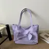 2026 nueva bolsa de lona de moda estilo coreano con lunares, bolso de mano, bolso tote con lazo, bolso de hombro para la oficina, moderno