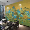 Papel de parede 3D novo estilo chinês Mapa do Rio Qianli Fundo do Mapa do Rio Qingming Restaurante Mural de Restaurante Papel de parede de tecido de parede para sala de chá