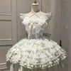 Vestido de viagem estilo verão com acinturamento, vestido Lolita curto fresco e jovial para meninas