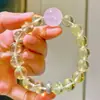 Prata 925 10-17mm Alta Qualidade Gelo Transparente Citrino Limão Natural Quartzo Rosa Pulseira Básica Pulseira