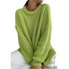 Suéter de Punto de Manga Larga de Color Sólido con Cuello Redondo para Mujer de Talla Grande Transfronterizo Otoño e Invierno Holgado para Gorditas
