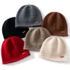 Gorro de Cachemira para Mujer 100% Cachemira Pura Hombres y Mujeres Mismo Estilo Cúpula Moda Simple Cálido Gorro Tejido