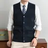 Agente Mayorista Chaleco de Punto para Hombre Espalda Abierta Casual Holgado Versátil Sin Mangas Chaleco Suéter de Espalda Abierta