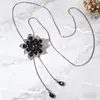 Collar de Acero de Titanio Desplegable que No se Desvanece para Mujer, Estilo Coreano Otoño e Invierno Cadena Clásica para Suéter, Colgante Largo de Alto Gama para Ropa