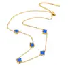 Colar de Trevo de Quatro Folhas da Sorte Ouro Dupla Face Concha Corrente de Clavícula da Moda Joias Elegantes de Alto Padrão Acessórios Versáteis Venda por Atacado