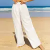 Liquidación Código Roto Pantalones Casuales de Vacaciones en la Playa Europeos y Americanos Cintura Alta Pantalones Sueltos Tejido de Tencel Cómodo 10 yuanes Liquidación