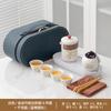 Juego de Té de Viaje de Porcelana Blanca de Dehua con Logo Personalizado Rima de Bambú Dorado Portátil para Exterior Rima Antigua Juego de Té Kung Fu Juego Pequeño