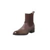 Botas Chelsea de Couro Genuíno de Alta Qualidade Estilo Britânico para o Dia a Dia Inverno 2026 Salto Médio Grosso Bico Redondo Botas de Cano Curto de Couro Genuíno para Puxar Femininas