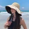 Sombrero de Sol de Vinilo Negro Abierto para Mujer, Sombrero de Sol de Verano con Ala Ancha para Cubrir el Rostro, Sombrero de Sol Ligero, Sombrero de Pescador con Protección UV