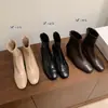 Talla grande 41, Botines elásticos ajustados estilo Chanel, Botines Martin de tacón alto, Botines de tacón grueso estilo coreano, Botines color albaricoque, Botines calcetín, Talla 42