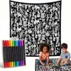 Manta multifuncional, dibujada a mano, en blanco y negro, para uso doméstico, adecuada para siestas, venta al por mayor, con dibujos lineales, diseños casuales, DIY y creativos