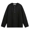 Camiseta de Rayas Texturizadas Nanxia para Hombre y Mujer, Primavera Estilo Americano Cleanfit Sencilla con Cuello Henley Manga Larga