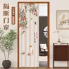 Cortina de Porta Estilo Chinês Cortina Divisória com Haste Telescópica Sem Furo para Uso Doméstico, Bloqueador de Vento de Ar Condicionado para Quarto, Cortina Divisória para Cozinha e Banheiro