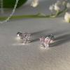Pendientes de mariposa de circonita rosa para mujer, estilo coreano, moda de nicho, alta gama, sentido s925, plata esterlina, boca de tornillo, joyería fina