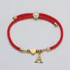Amazon Transfronterizo Nuevo Producto Pulsera con Colgante Simple en Forma de Corazón de 26 Letras Popular Pulsera de Cuerda Trenzada Versátil para Ropa de Trabajo