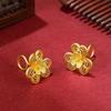 Recién Llegado Aretes de Trébol Aretes Chapados en Oro Mujer Más Vendidos Joyería de Moda Aretes Pequeños Simples Aretes Tipo Flor Fábrica