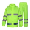 Capa de Chuva Refletiva Verde Amarelo Fluorescente de Alta Velocidade para Uso Externo Conjunto de Capa de Chuva Dividida Adulto Camada Dupla Respirável Capa de Chuva para Motocicleta