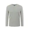 Camiseta Masculina 2025 Outono e Inverno Nova Camiseta Básica de Algodão Dupla Face com Gola Redonda e Mangas Longas, Colágeno de Peixe Antibacteriano Grau 7A