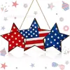 2026 Dia da Independência Americana Patriótico Placa de Porta de Madeira Decoração Pendurada Tema Bandeira Estrelada e Listrada Decoração de Casa Placa Atmosfera Festiva