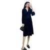 Vestido de maternidad 2023 otoño nueva moda elegante terciopelo dorado pequeño vestido negro cintura holgada adelgazante moderno vestido de mamá