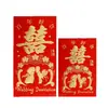Envelopes Vermelhos Criativos com Estampa Dourada para Casamento, para Centenas de Yuan, Suprimentos de Casamento, Envelopes Vermelhos de Papel Rígido com Caracteres de Dragão e Fênix, Pacotes Vermelhos
