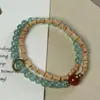 Sândalo Caligrafia Verde Mausoléu Leste Círculo Duplo Bambu DIY Anel de Corrida Pingente Pulseira Joia