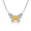 Collar de Mariposa con Corte Flor de Hielo de Piedras Preciosas de Colores Más Vendido en Tiktok para Mujeres, Colgante Chapado en Oro con Diamante de Alto Carbono, Transmisión en Vivo, Dropshipping Transfronterizo