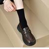 Sapatos Pequenos de Couro Pretos para Mulheres 2024 Novos Verão Sapatilhas Estilo Britânico Mocassins com Saia Roupa de Trabalho jk Sapatilhas Femininas