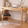 Escritorio de madera maciza, escritorio para laptop, escritorio de computadora simple, escritorio rectangular para escribir y estudiar para uso doméstico, escritorio de oficina de estilo nórdico moderno