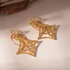 Pendientes de Plata Recubiertos de Oro Real de 18K con Aguja de Plata, Diseño de Rombo con Flor Hueca, Pendientes Ligeros de Lujo de Gama Alta, Pendientes Transfronterizos Europeos y Americanos para Mujer