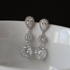Cao Shi Europeo y Americano Transfronterizo Nuevo Super Flash Pendientes de Novia con Diamantes Pendientes Largos Joyería Creativa para Cena para Mujer