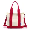 Bolsa de Lona Estilo Japonés de 16 oz, Bolso Tote Versión Coreana para Mujer, Bolso de Hombro Cruzado, Bolso Simple de Gran Capacidad para Mujer, Bloques de Color