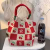 Bolsa de Mão Tricotada Estilo Novo Japonês e Coreano Portátil Trabalho Passeio Grande Capacidade Tote Pequena Bolsa Quadrada