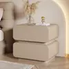 Mesa de Cabeceira Sólida na Cor Creme, Armário de Armazenamento Minimalista para Quarto Estilo Italiano, Mesa de Cabeceira Simples Moderna de Chão Totalmente Montada