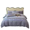 Juego de Cuatro Piezas de Algodón Grueso de Alta Gama, Sábana de Cama Cepillada de Algodón Puro de 60 Hilos, Funda de Edredón, Juego de Ropa de Cama de Tres Piezas para Otoño e Invierno