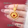 Nova Colar Pingente Cadeado Coração Vazado Banhado a Ouro Vietnamita Cravejado com Diamantes, Joia Pingente Cadeado Ruyi Estilo Palácio Vintage