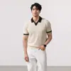 Ropa de Hombre Xintang Primavera/Verano Estilo Americano Camisa Polo de Cuello V Camisa de Punto Estilo Old Money con Cuello Campana Manga Corta Venta al por Mayor