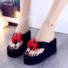 Nuevas Pantuflas de Verano para Mujer Moda Cómodas 2020 con Lazo para Exterior Estilo Coreano Pantuflas de Tacón Alto con Suela Gruesa Chanclas