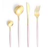 Popular cubertería de acero inoxidable Portugal de 4 piezas, cuchillo, tenedor y cuchara, juego para comida occidental, cuchillo para bistec, suministros para hotel y restaurante