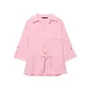 Ropa Europea y Americana Transfronteriza para Mujer 2025 Otoño Nuevo Estilo Camisa Holgada con Solapa + Pantalones de Pierna Ancha Elásticos Conjunto Casual de Moda