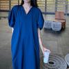 Vestido, Estilo Francês Suave de Verão, Mangas Bufantes, Saia Longa Casual Elegante, Estilo Férias Solto Estilo Primeiro Amor Vestido para Chá