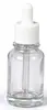 Em estoque Frasco de vidro transparente de 30ml com conta-gotas escalonado para base líquida, óleo essencial e sérum