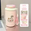 Taza isotérmica de doble boca con estampado de gatito y pez, suave y linda, transfronteriza, con cordón, adecuada para estudiantes, para ir al trabajo y para el coche, portátil y fácil de llevar