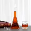 Botella de Licor Cristalina, Botella Decorativa Transparente en Forma de Torre de Hierro de 700 ml, Botella de Vidrio Esmerilado Pulverizable con Tapa