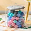 Cubo de Almacenamiento Transparente para Juguetes de Muñecas Plástico PP Sala de Estar Organizador Simple Tubo Taburete de Almacenamiento para Juguetes de Peluche con Tapa