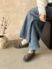 Mocasines de Piel Genuina Esmerilada Estilo Coreano con Lazo para Mujer 2026 Nuevos Versátiles de Cordones y Slip-On Mocasines Perezosos